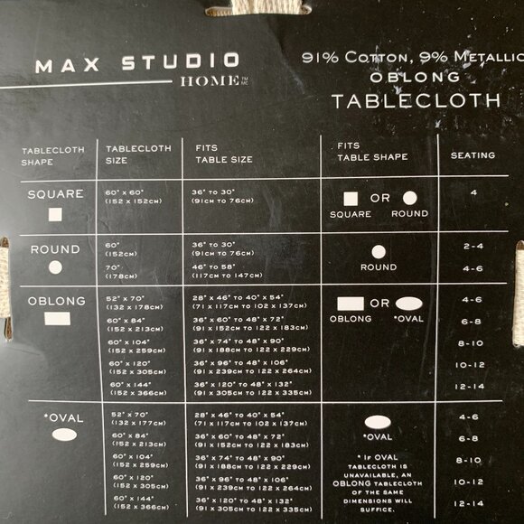 Max Studio Gold Beige Striped Cotton Metallic Tablecloth Christmas 60 x 104" New - Picture 5 of 5